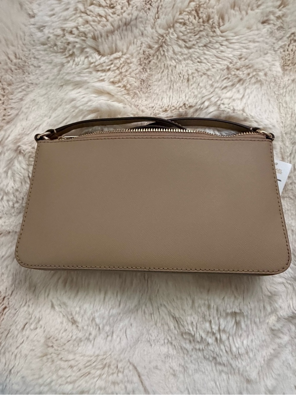 Michael Kors Taupe Saffiano Leather Shoulder Bag with Gold Hardware - Picture 3 of 11
